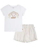 Levi's Little Girls Shell T-shirt and Frilly Shorts Set