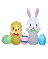 National Tree Company 78" Inflatable Easter Bunny and Chick