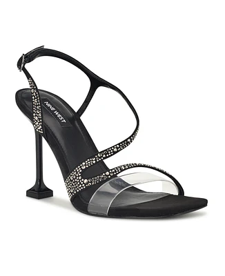 Nine West Women's Nines Embellished Tapered Heel Dress Sandals - Black, Clear