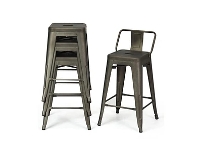 24" Set of 4 Cafe Side Chairs with Rubber Feet and Removable Back