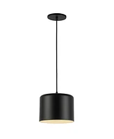 Dainolite 6" Metal Emilia 1 Light Matte Black Pendant