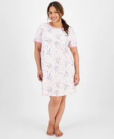 Charter Club Plus Floral Short-Sleeve Sleep Shirt, Created for Macy's