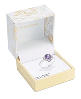 Charter Club Silver-Tone Pave & Purple Cubic Zirconia Flower Ring, Created for Macy's