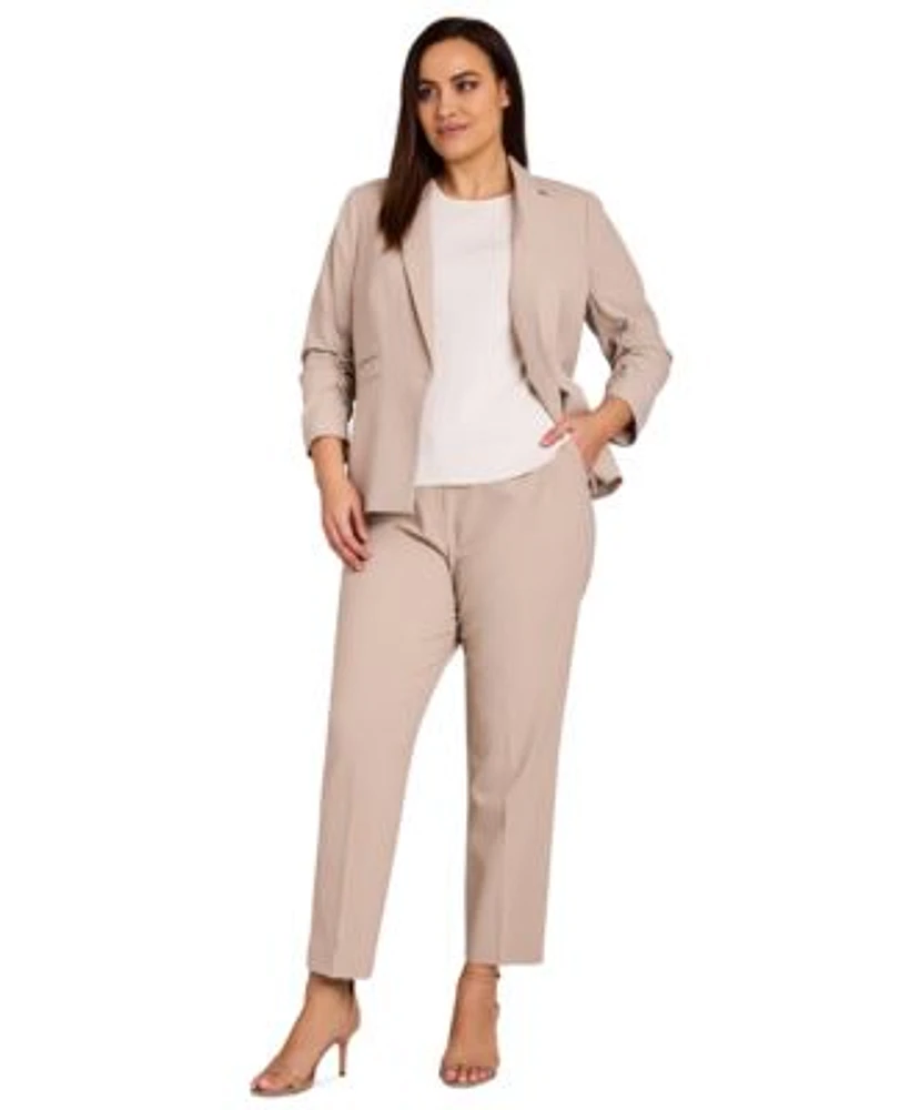 Tahari Asl Plus Size Ruched Sleeve Blazer Ankle Pants