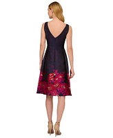 Adrianna Papell Women's Boat-Neck Fit & Flare Jacquard Dress