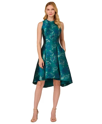 Adrianna Papell Women's Floral Jacquard Sleeveless Fit & Flare Dress