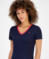 Nautica Jeans Women's Rib-Knit Midi T-Shirt Dress