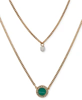 Dkny Gold-Tone Cubic Zirconia & Pave Color Inlay Layered Pendant Necklace, 16" + 3" extender