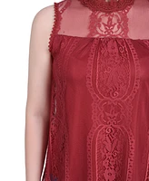 Ny Collection Mock-Neck Lace Top