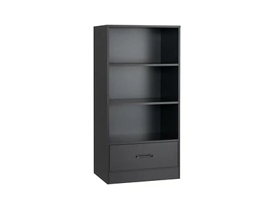 4-Tier Storage Bookcase with Open Shelves Drawer and Anti-toppling Device
