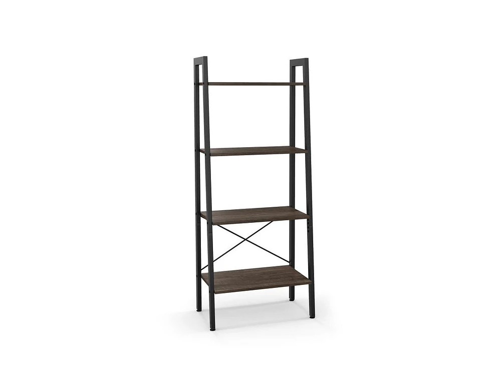 4-Tier Bookshelf with Metal Frame and Adjustable Foot Pads