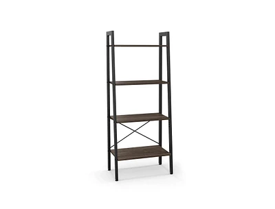 4-Tier Bookshelf with Metal Frame and Adjustable Foot Pads
