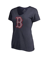 Women's Fanatics Navy Boston Red Sox Static Logo V-Neck T-shirt