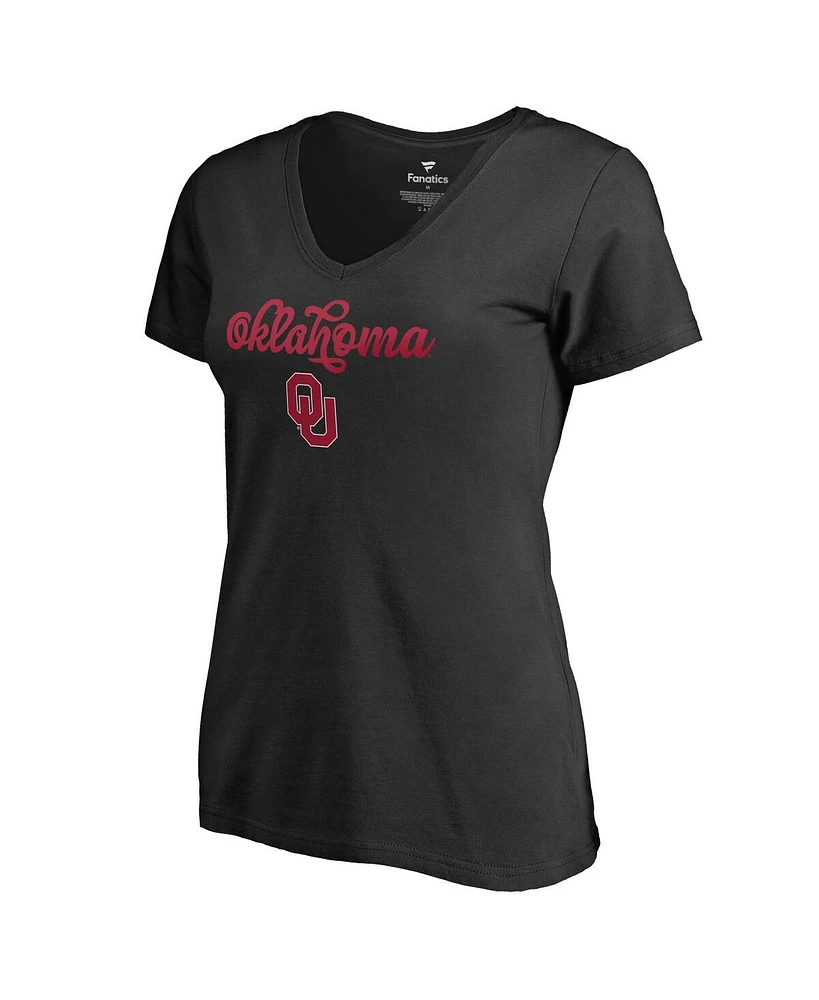 Women's Fanatics Black Oklahoma Sooners Freehand T-shirt