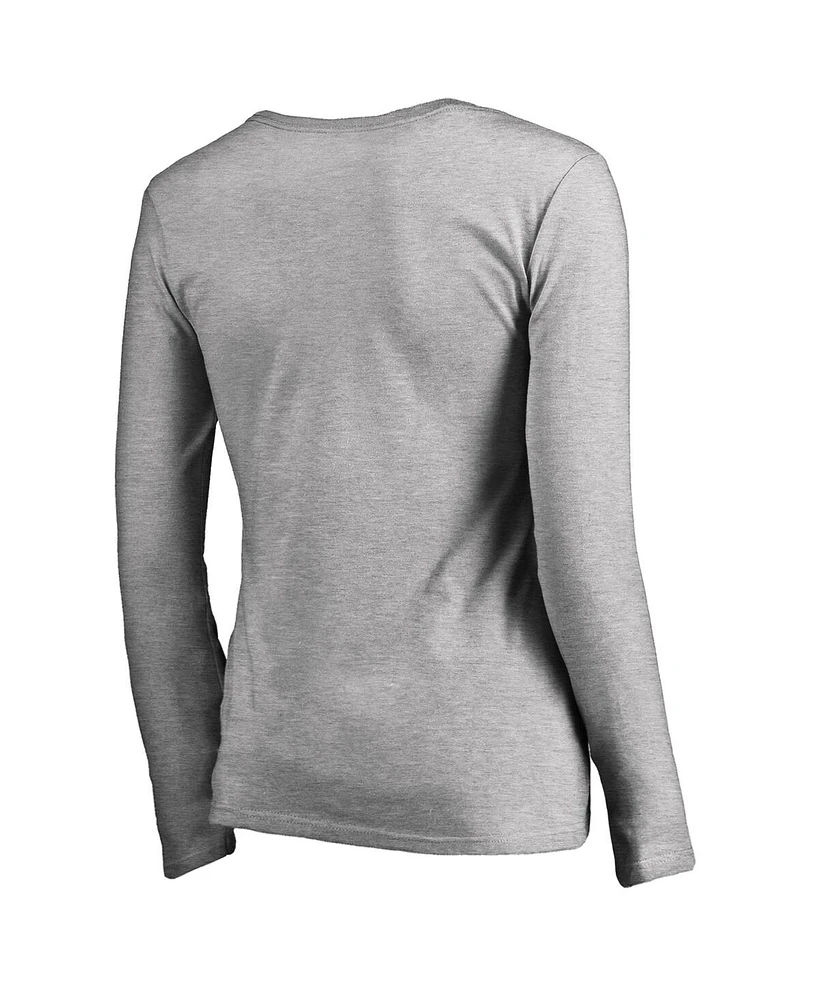 Women's Fanatics Ash Wisconsin Badgers Victory Script Long Sleeve T-shirt