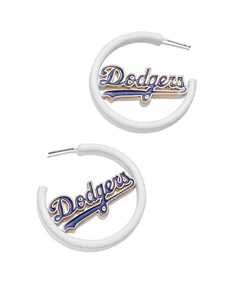 Women's Baublebar Los Angeles Dodgers Enamel Hoop Earrings