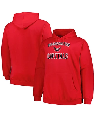 Men's Profile Red Washington Capitals Big and Tall Arch Over Logo Pullover Hoodie