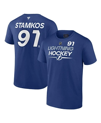 Men's Fanatics Steven Stamkos Blue Tampa Bay Lightning Authentic Pro Prime Name and Number T-shirt
