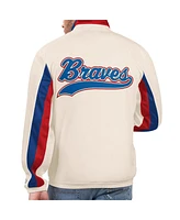 Men's Starter Cream Atlanta Braves Rebound Cooperstown Collection Full-Zip Track Jacket