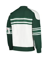 Men's Starter White Minnesota Wild Defense Fleece Crewneck Pullover Sweatshirt