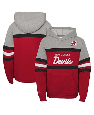 Big Boys and Girls Mitchell & Ness Red New Jersey Devils Head Coach Pullover Hoodie