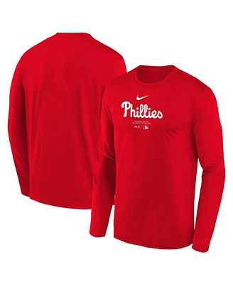 Big Boys Nike Red Philadelphia Phillies Authentic Collection Long Sleeve Performance T-shirt