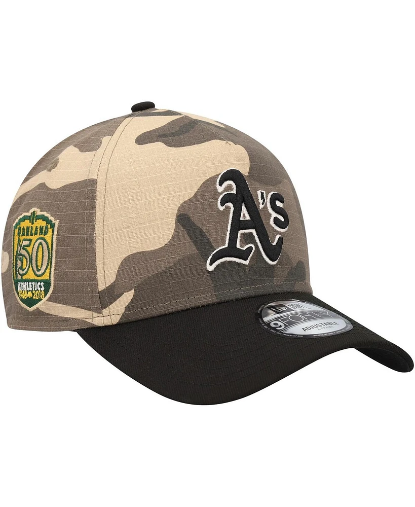 Men's New Era Oakland Athletics Camo Crown A-Frame 9FORTY Adjustable Hat