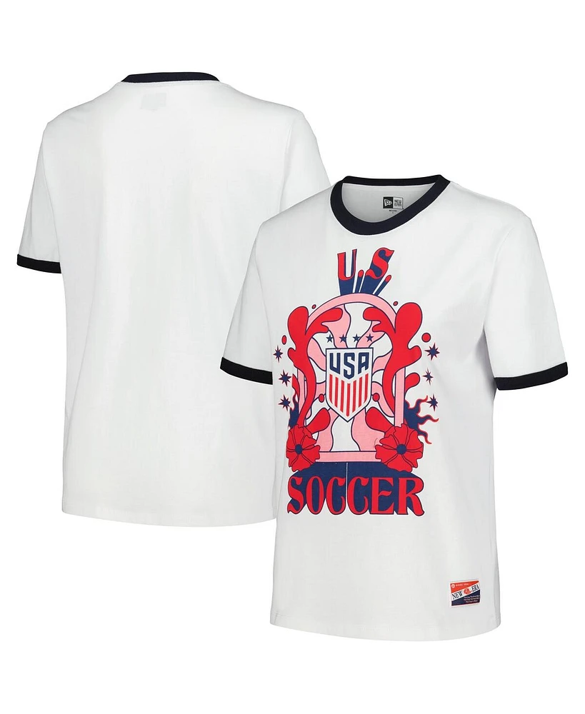 Women's 5th & Ocean by New Era White Uswnt Throwback Ringer T-shirt