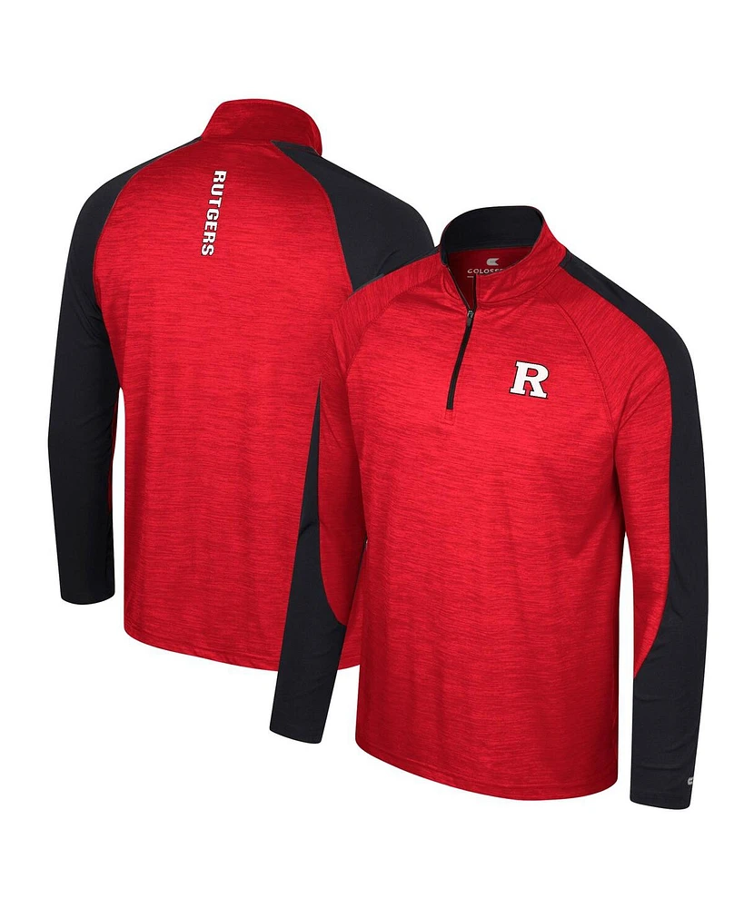 Men's Colosseum Scarlet Rutgers Scarlet Knights Langmore Raglan Quarter-Zip Top