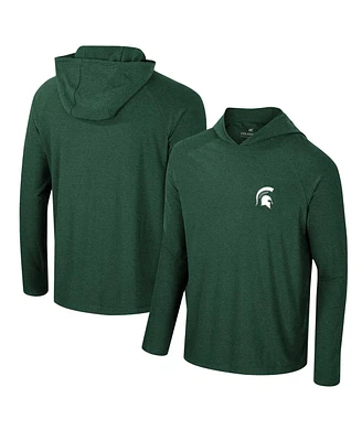 Men's Colosseum Green Michigan State Spartans Cloud Jersey Raglan Long Sleeve Hoodie T-shirt