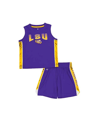 Toddler Boys and Girls Colosseum Purple Lsu Tigers Vecna Tank Top Shorts Set
