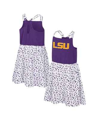 Girls Youth Colosseum Purple, White Lsu Tigers Robin Floral Dress