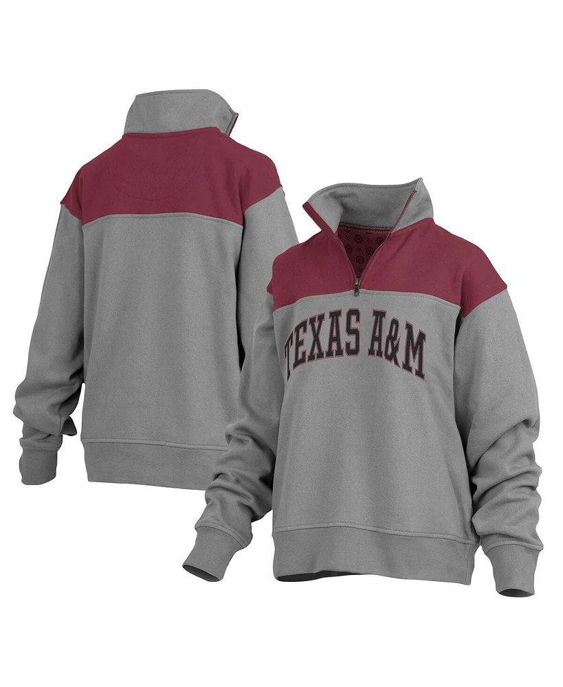 Women's Pressbox Gray Texas A&M Aggies Avon Fleece Quarter-Zip Jacket