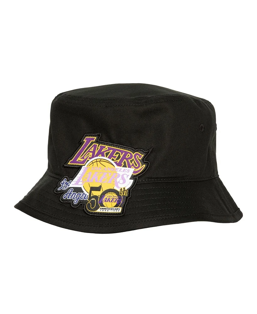 Men's Mitchell & Ness Black Los Angeles Lakers 50th Anniversary Bucket Hat