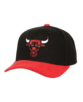 Men's Mitchell & Ness Black Distressed Chicago Bulls Corduroy Pro Crown Adjustable Hat