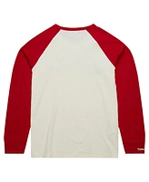 Men's Mitchell & Ness Cream Chicago Blackhawks Legendary Slub Vintage-Like Raglan Long Sleeve T-shirt