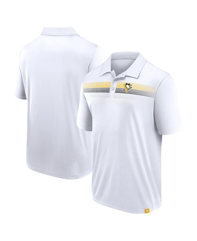 Men's Fanatics White Pittsburgh Penguins Victory For Us Interlock Polo Shirt