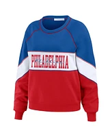 Women's Wear by Erin Andrews Royal, Red Philadelphia Phillies Crewneck Pullover Sweatshirt