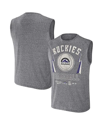 Men's Darius Rucker Collection by Fanatics Charcoal Distressed Colorado Rockies Relaxed-Fit Muscle Tank Top