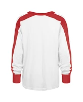 Women's '47 Brand White Distressed Ohio State Buckeyes Premier Caribou Long Sleeve T-shirt