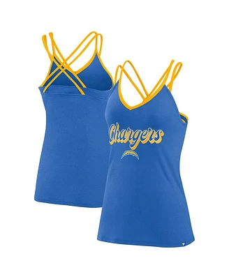 Women's Fanatics Powder Blue Los Angeles Chargers Go For It Strappy Crossback Tank Top