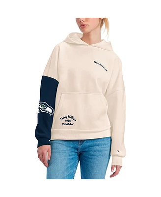 Women's Tommy Hilfiger Cream, Navy Seattle Seahawks Harriet Pullover Hoodie