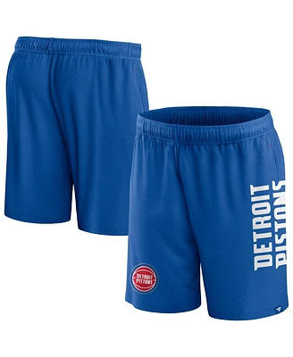 Men's Fanatics Blue Detroit Pistons Post Up Mesh Shorts