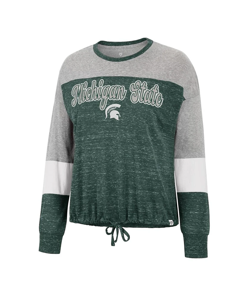 Women's Colosseum Green Michigan State Spartans Joanna Tie Front Long Sleeve T-shirt