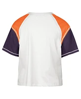 Women's '47 Brand Cream Distressed Phoenix Suns Premier Raglan Cropped T-shirt