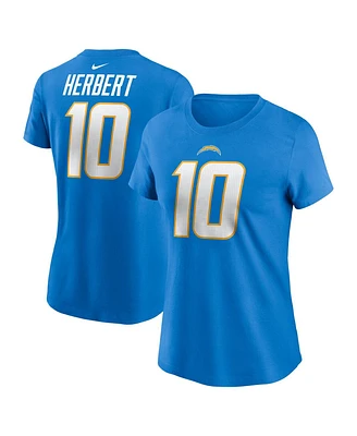 Women's Nike Justin Herbert Powder Blue Los Angeles Chargers Player Name and Number T-shirt
