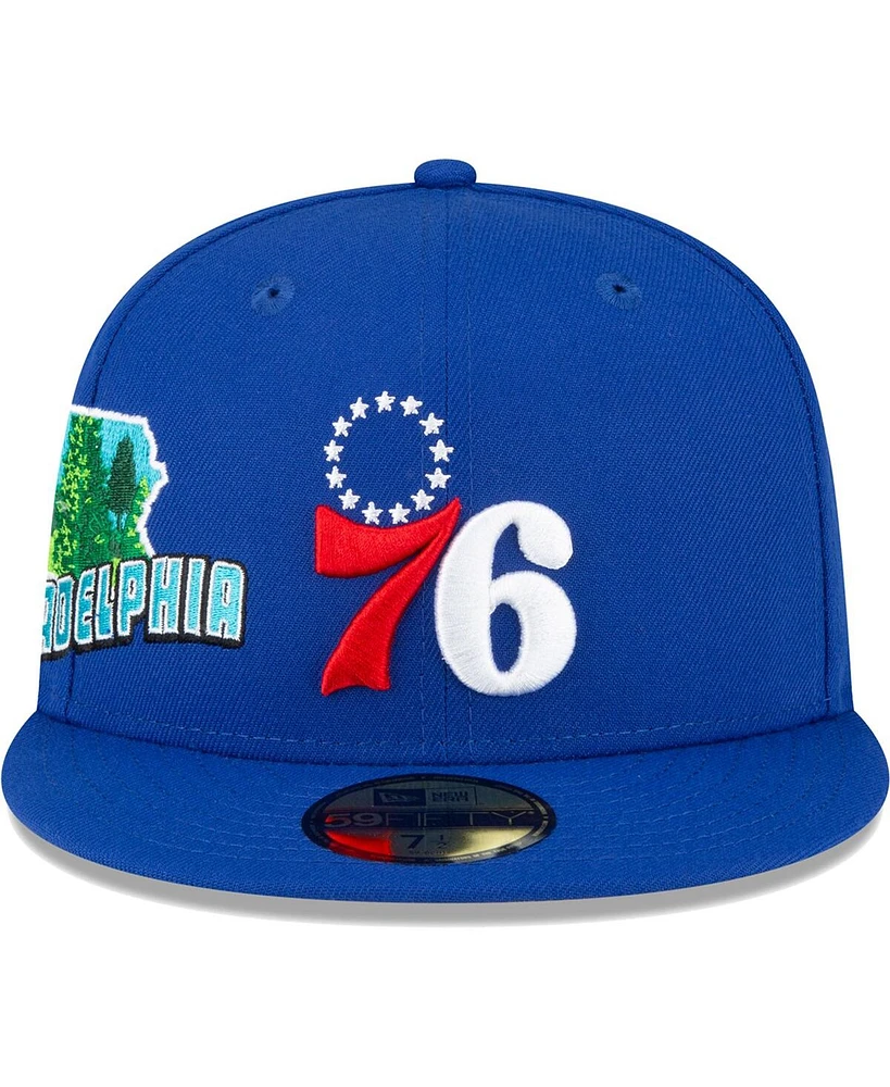 Men's New Era Royal Philadelphia 76ers Stateview 59FIFTY Fitted Hat