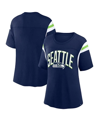 Women's Fanatics College Navy Seattle Seahawks Earned Stripes T-shirt
