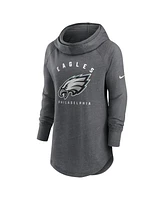 Women's Nike Heather Charcoal Philadelphia Eagles Raglan Funnel Neck Pullover Hoodie