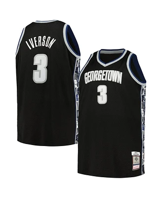 Men's Mitchell & Ness Allen Iverson Black Georgetown Hoyas 1995/96 Big and Tall Swingman Jersey